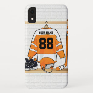 Case-Mate iPhone Case Jersey de hockey sur glace orange et blanc personn