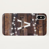 Case-Mate iPhone Case La ficelle en bois rustique moderne de monogramme (Dos (Horizontal))