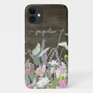 Case-Mate iPhone Case Lavande de papillons bleus dans le bois floral rus