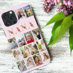 Case-Mate iPhone Case Lettres à fleurs en or Nana 14 Collage photo verti
