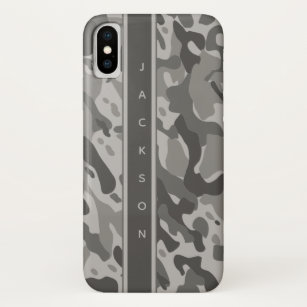 Case-Mate iPhone Case motif de camouflage militaire gris portant le nom