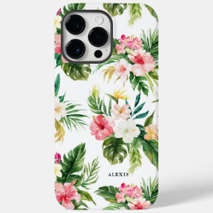 Coque Case-Mate iPhone Motif tropical de fleurs et de feuille d'aquarelle