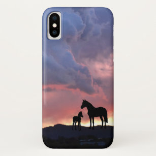 Case-Mate iPhone Case Mustang sauvage et silhouette de foin avec coucher