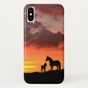 Case-Mate iPhone Case Mustang sauvage et silhouette de foin avec coucher