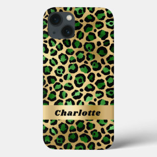 Case-Mate iPhone Case Nom du motif du guépard vert émeraude léopard