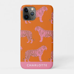 Case-Mate iPhone Case Nom personnalisé du Motif de tigre rose orange chi
