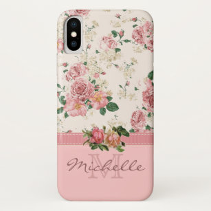Case-Mate iPhone Case Nom rose floral rose vintage élégant de monogramme
