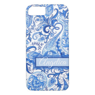 Case-Mate iPhone Case Personnalisé Bleu Bleu Bleu Floral Motif Paisley