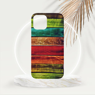 Case-Mate iPhone Case Plaques peintes de bois en rouge vert Turquoise et