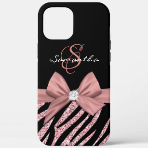 Case-Mate iPhone Case Rose Parties scintillant or noir Zebra Stripes Bow