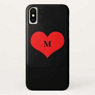 Case-Mate iPhone Case Rouge Coeur Monogramme Nom initial Noir Mat