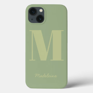 Case-Mate iPhone Case Sage Green Moderne Monogramme minimal Nom initial