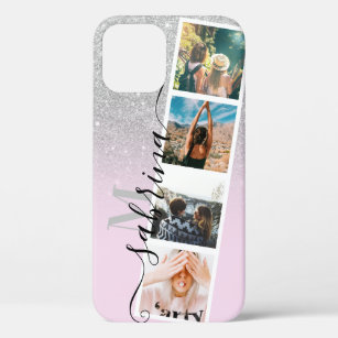Case-Mate iPhone Case Silver ombre 4 photo grille photo nom monogramme