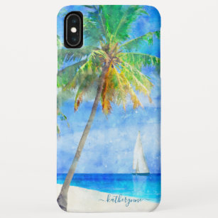 Case-Mate iPhone Case Voilier tropical de paume de plage d'île