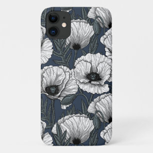 Case-Mate iPhone Case White poppies on navy