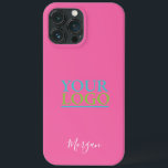 Case-Mate iPhone Case Your Logo/Art/Photo, Name in White Script, Pink<br><div class="desc">Personalize with your Logo,  Art or Photo and name in white script on pink background.</div>