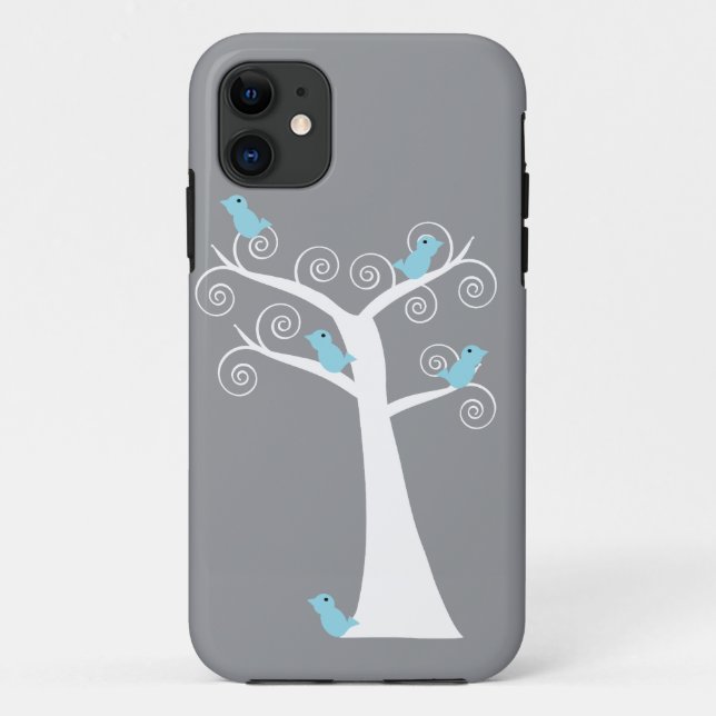 Case-Mate iPhone Cinq oiseaux bleus dans un Coque d'arbre (Dos)