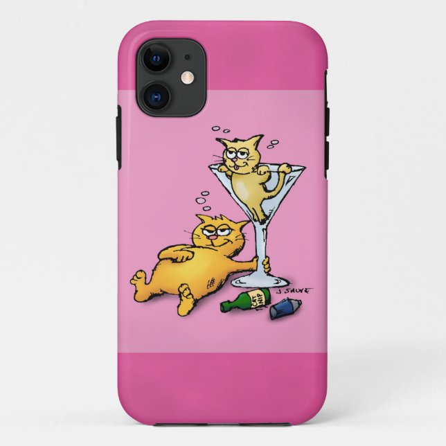 Case-Mate iPhone Cocktails & Kitten Pink Cartoon iPhone5 Coque (Dos)