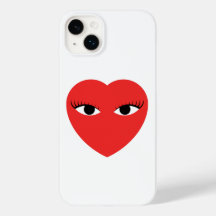Coeur rouge mignon avec les yeux sur le coque ipho
