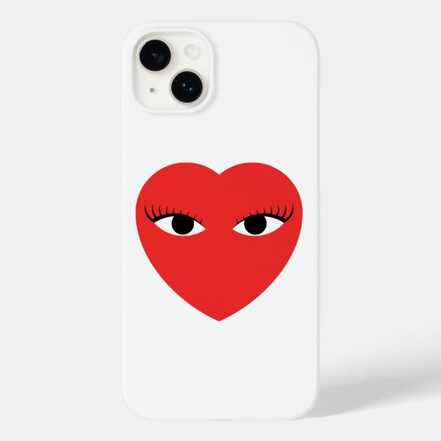 Case-Mate iPhone Coeur rouge mignon avec les yeux sur le coque ipho (Verso)