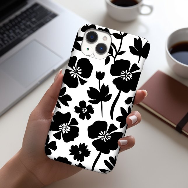 Case-Mate iPhone Coque à motifs floraux noir et blanc (Créateur téléchargé)