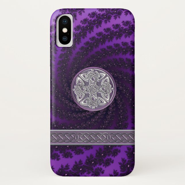 Case-Mate iPhone Coque Céltic Fractal Purple Spiral (Dos)