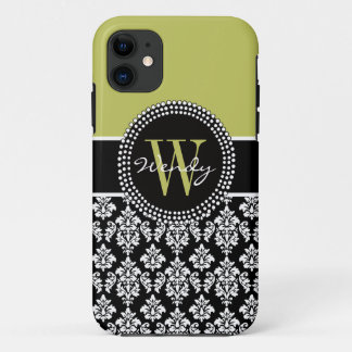 Case-Mate iPhone Coque de Damas noir vert initial personnalisé