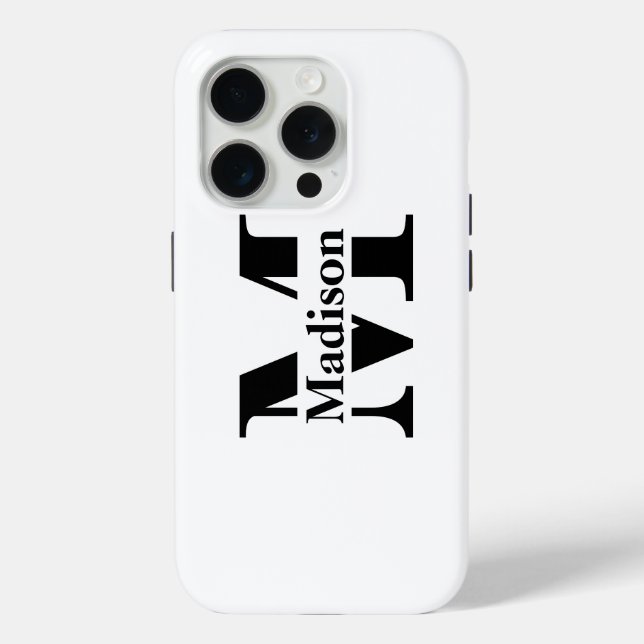 Case-Mate iPhone Coque de monogramme noir minimal moderne (Verso)