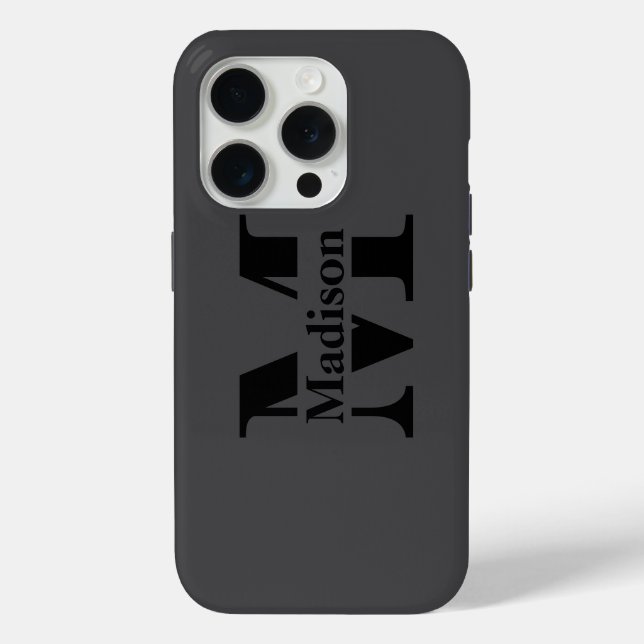 Case-Mate iPhone Coque de monogramme noir minimal moderne (Verso)
