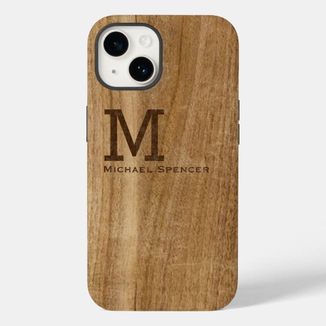 Case-Mate iPhone Coque en bois Brown rustique.Mate pour hommes, ave (Verso)