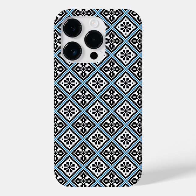 Case-Mate iPhone Coque Motif estonien bleu noir et blanc Mitten (Verso)