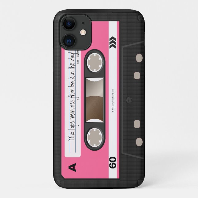 Case-Mate iPhone Coque personnalisé de bande de cassette rétro rose (Dos)