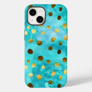 Case-Mate iPhone Coque pois Faux Gold Et Turquoise Aquarelle