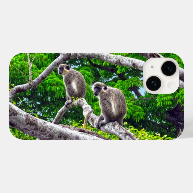 Case-Mate iPhone Deux Singes Vertes Assis Dans L'Arbre Coque D'Impr (Verso (horizontal))
