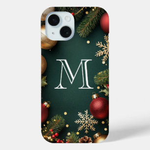 Case-Mate iPhone Élégant monogramme de Noël bleu foncé Coque Case-M