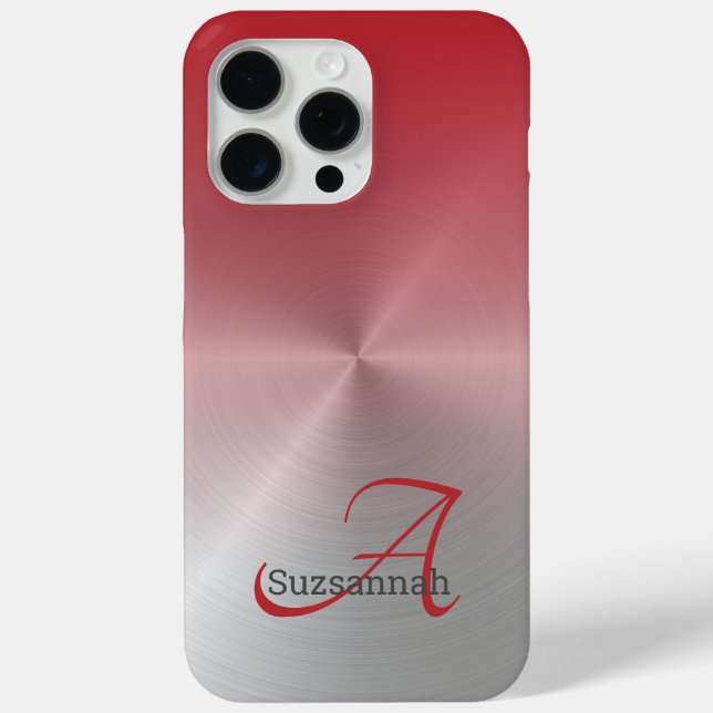 Case-Mate iPhone Élégant nom de monogramme Rouge Ombre Faux Coque m (Verso)