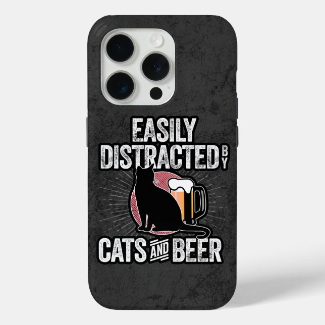 Case-Mate iPhone Facile à distraire par les chats et la bière Coque (Verso)