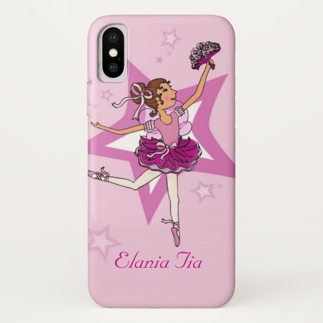 Case-Mate iPhone Filles ballerine rose cheveux foncé nom coque (Dos)