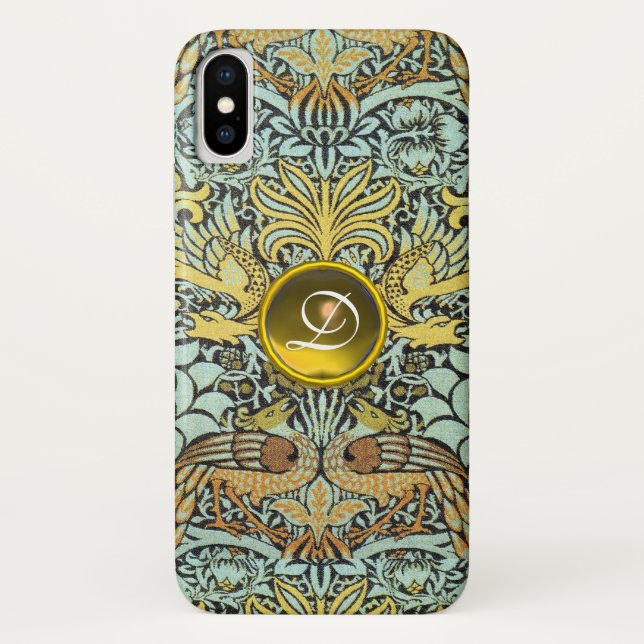 Case-Mate iPhone FLEURS, COQUES DE PAIX ET DRAGONS MONOGRAMME DE GE (Dos)