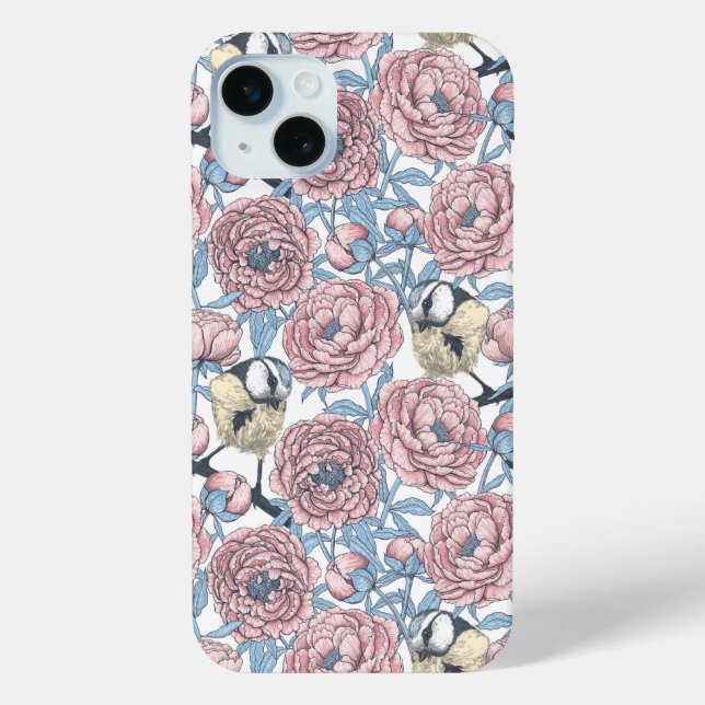 Case-Mate iPhone Fleurs de pivoines et oiseaux Coque-Mate coque iph (Verso)