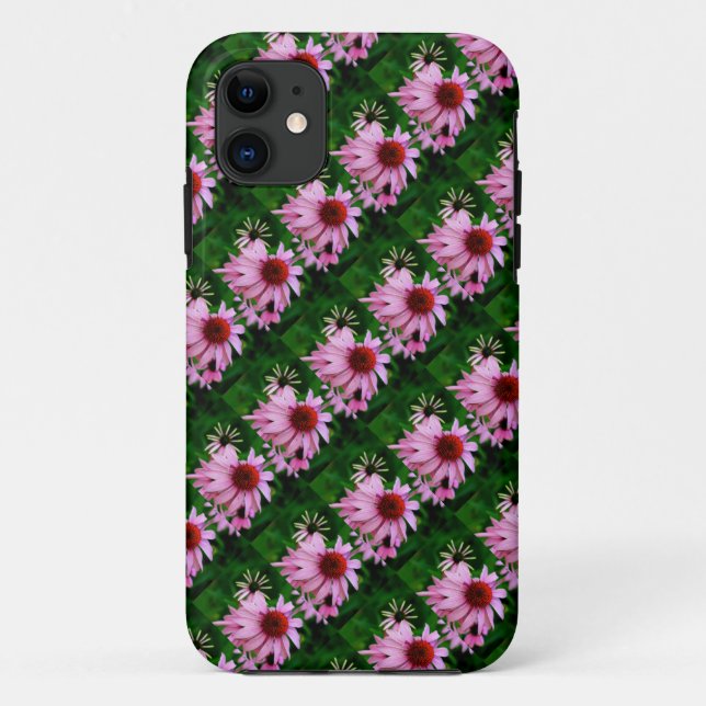 Case-Mate iPhone fleurs d'échinacée rose sur coque vert (Dos)