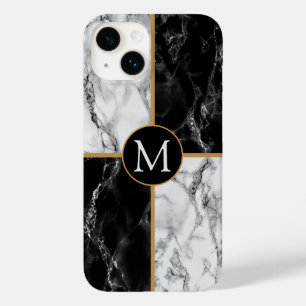 Case-Mate iPhone Marbre noir blanc personnalisé votre lettre coque