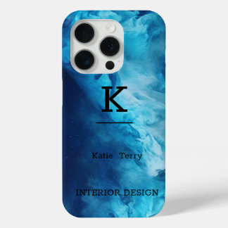 Case-Mate iPhone Monogramme moderne minimaliste noir et bleu Coque