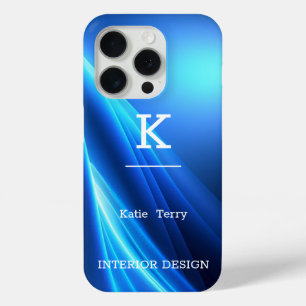 Case-Mate iPhone Monogramme moderne minimaliste noir et bleu Coque