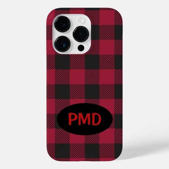 Case-Mate iPhone Monogramme plaqué de Buffle noir rouge Coque perso (Verso)