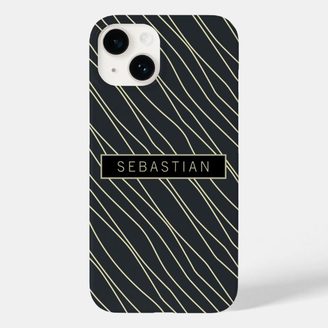 Case-Mate iPhone Motif bleu rayé Coque personnalisé (Verso)