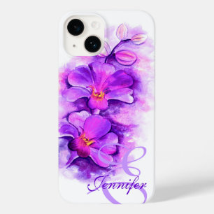 Case-Mate iPhone Orchidée rayonnante nommée art pourpre coque