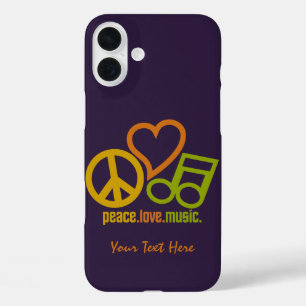 iPhone 16 Plus Peace Love Music coques personnalisés