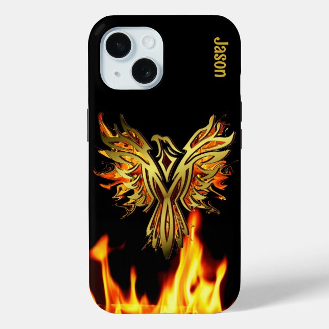 Case-Mate iPhone Phoenix flammé sur Coque noir-mat (Verso)