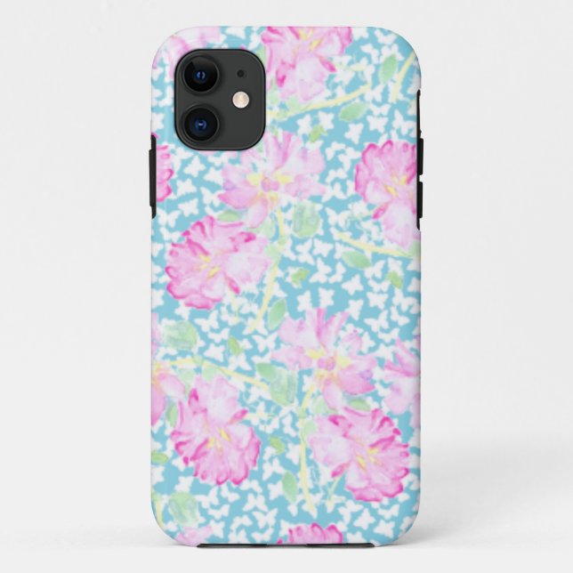 Case-Mate iPhone Roses roses sur Turquoise 5/5s Coque-Mate Coque Xt (Dos)